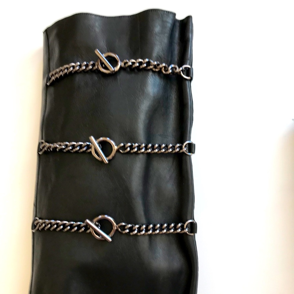 Hollywould Ellie Leather Ankle & Knee High Chain Leather Boots Black EU 39 NIB - Picture 4 of 16